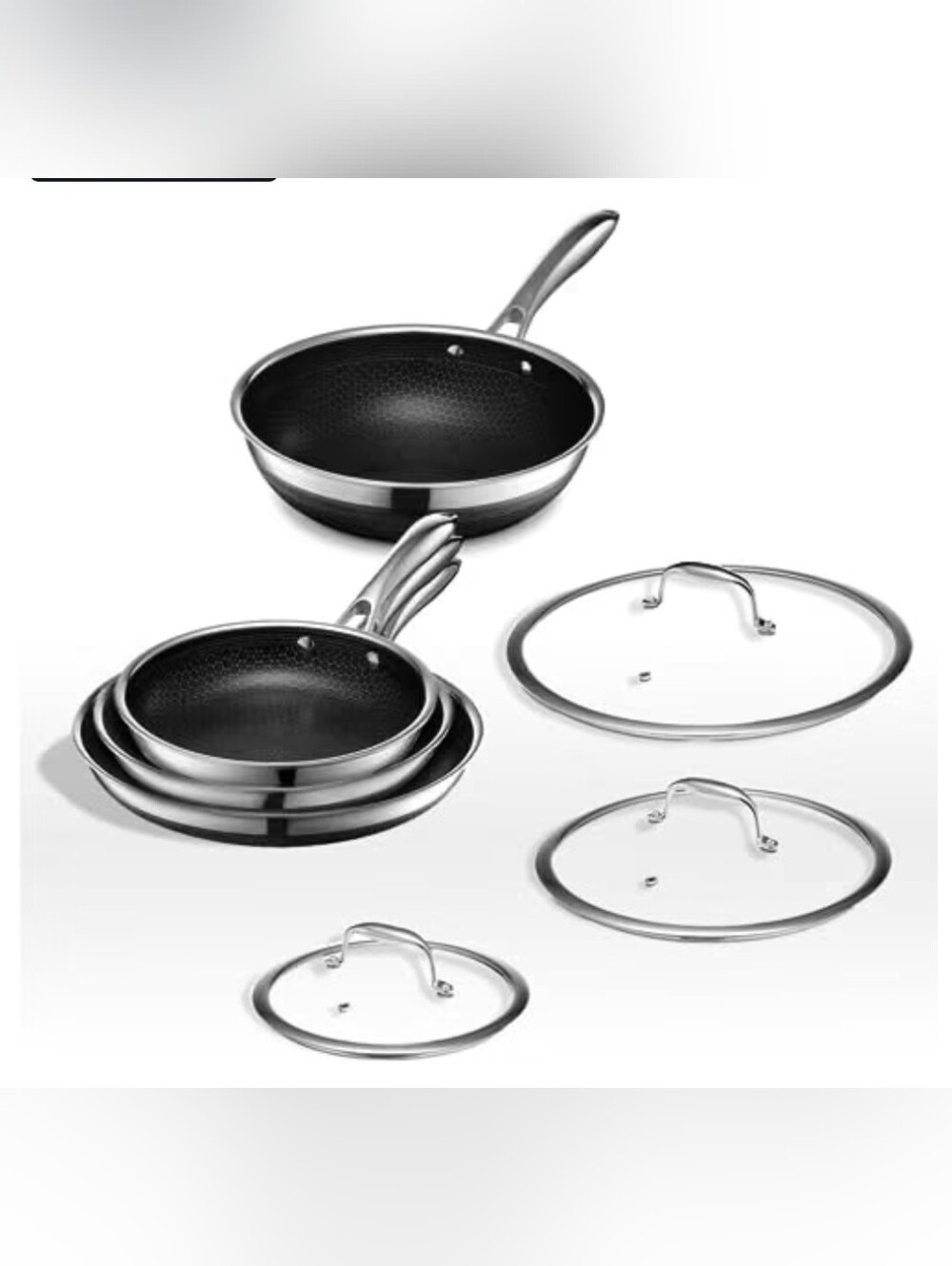 7 pc HexClad Hybrid Cookware Set w/ Lids & Wok